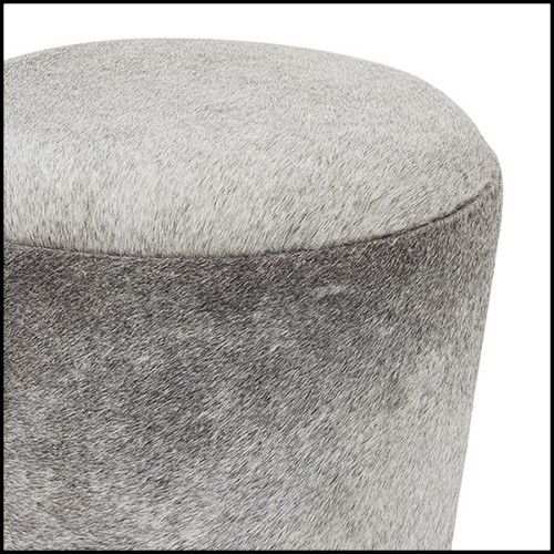 Tabouret en bois massif et couvert avec peau de buffle 162-Buffalo