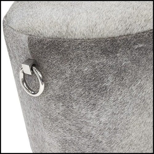 Tabouret en bois massif et couvert avec peau de buffle 162-Buffalo