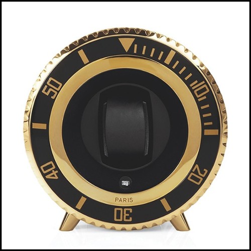 Remontoir de montre en aluminium noirci finition nickel 185-Gold Leather