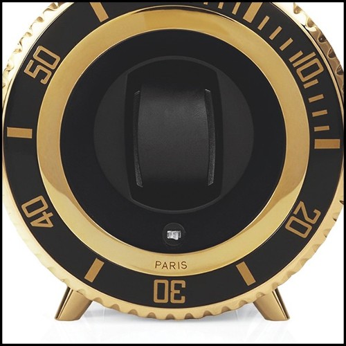 Remontoir de montre en aluminium noirci finition nickel 185-Gold Leather
