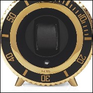 Watch Winder in blackened aluminium in nickel finish 185-Gold Leather