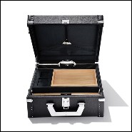 Suitcase covered with black Grained cowhide leather 186-Luxury Cuban Black or Red