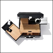 Suitcase covered with black Grained cowhide leather 186-Luxury Cuban Black or Red