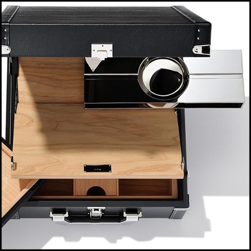 Mallette couverte avec cuir grainé noir 186-Luxury Cuban Black or Red