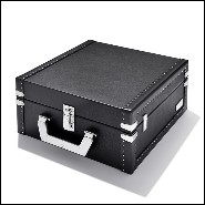 Suitcase covered with black Grained cowhide leather 186-Luxury Cuban Black or Red