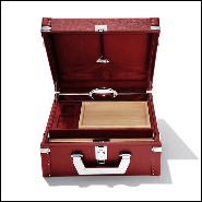 Suitcase covered with black Grained cowhide leather 186-Luxury Cuban Black or Red