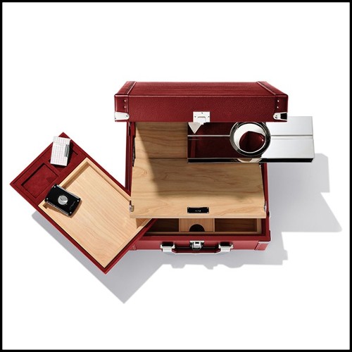 Suitcase covered with black Grained cowhide leather 186-Luxury Cuban Black or Red