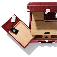 Suitcase covered with black Grained cowhide leather 186-Luxury Cuban Black or Red