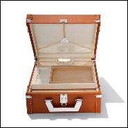 Mallette couverte avec cuir de vachette grainé cognac 186-Luxury Cuban Cognac or Green