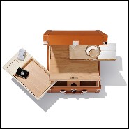 Mallette couverte avec cuir de vachette grainé cognac 186-Luxury Cuban Cognac or Green