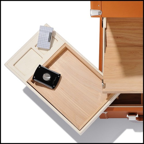 Mallette couverte avec cuir de vachette grainé cognac 186-Luxury Cuban Cognac or Green