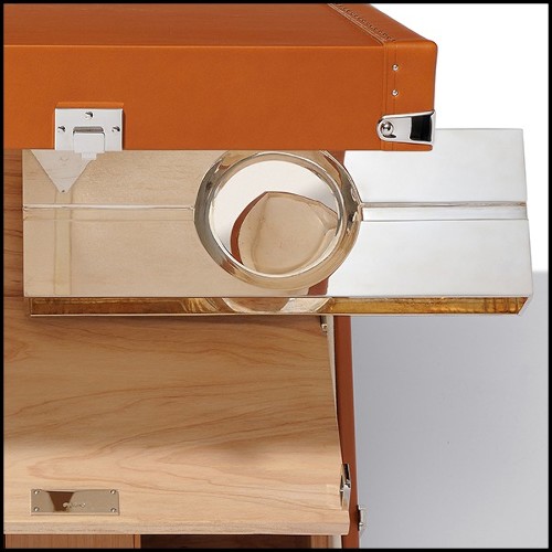 Mallette couverte avec cuir de vachette grainé cognac 186-Luxury Cuban Cognac or Green