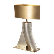 Table lamp in casted aluminium with white gold leaf finish 184-One Step