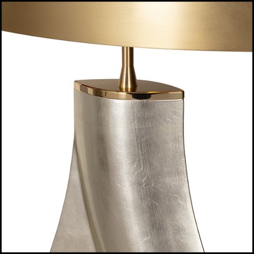 Table lamp in casted aluminium with white gold leaf finish 184-One Step