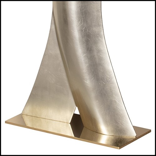 Table lamp in casted aluminium with white gold leaf finish 184-One Step