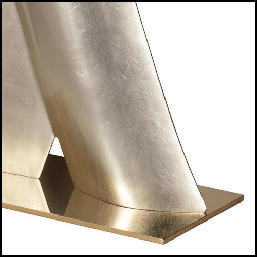 Table lamp in casted aluminium with white gold leaf finish 184-One Step