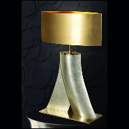Table lamp in casted aluminium with white gold leaf finish 184-One Step