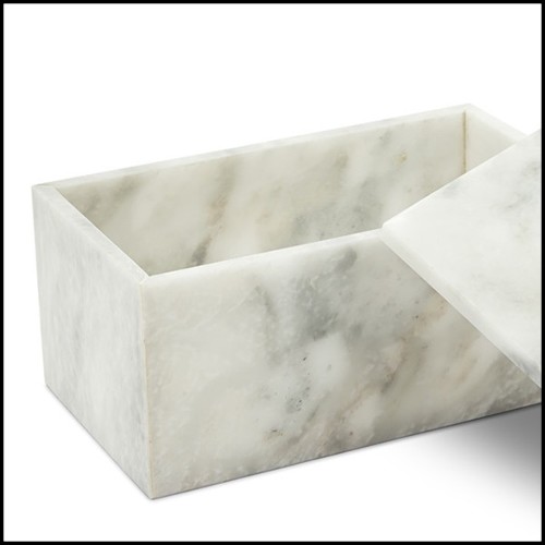 Boîte en marbre blanc avec couvercle 162-Quartz and White Marble