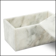 Box in white marble with lid 162-Quartz and White Marble