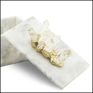Box in white marble with lid 162-Quartz and White Marble