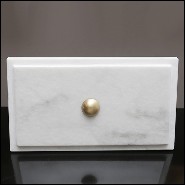 Boîte en marbre blanc avec couvercle 162-Quartz and White Marble