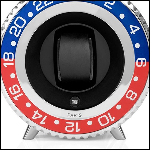 Remontoir de montre en aluminium bleu et rouge finition nickel 185-Red Leather