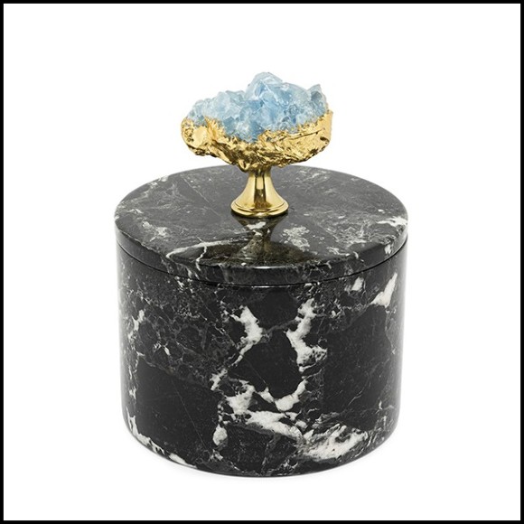 Boîte en marbre noir avec couvercle 162-Selenite and Marble Medium