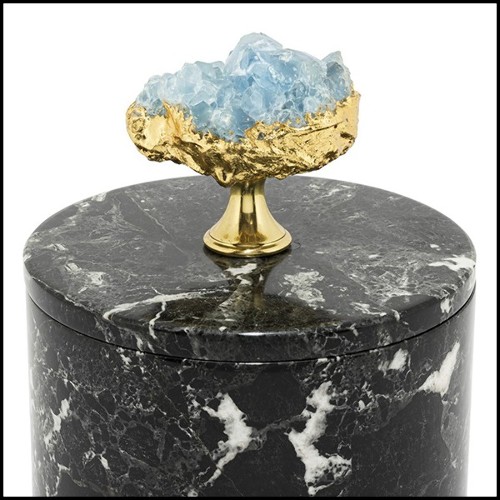Box in black marble with lid 162-Selenite and Marble Medium