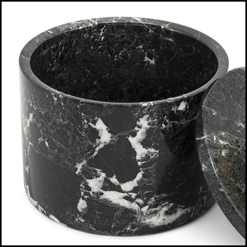 Boîte en marbre noir avec couvercle 162-Selenite and Marble Medium