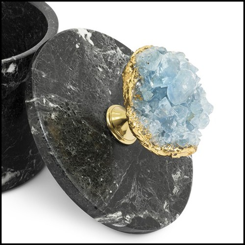 Boîte en marbre noir avec couvercle 162-Selenite and Marble Medium