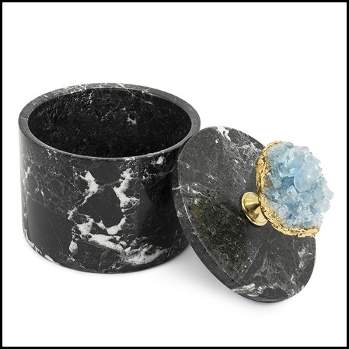 Boîte en marbre noir avec couvercle 162-Selenite and Marble Medium