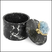 Box in black marble with lid 162-Selenite and Marble Medium