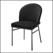 Chair in wood with velvet fabric in roche black finish 24-Willis Set of 2