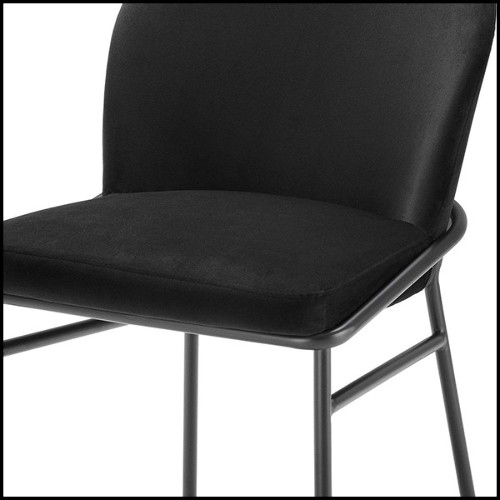 Chaise en bois avec tissu velours finition roche black 24-Willis Set of 2