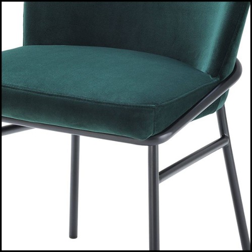 Chair in wood with velvet fabric in Savona Dark Green finish 24-Willis Green