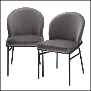 Chair in wood with velvet fabric in Savona Grey finish 24-Willis Grey