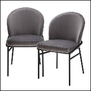 Chaise en bois avec tissu velours finition Savona Grey 24-Willis Grey