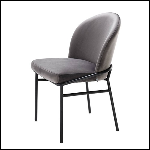 Chaise en bois avec tissu velours finition Savona Grey 24-Willis Grey