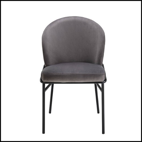 Chair in wood with velvet fabric in Savona Grey finish 24-Willis Grey