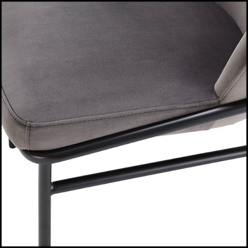 Chair in wood with velvet fabric in Savona Grey finish 24-Willis Grey