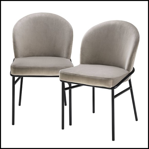 Chair in wood with velvet fabric in Savona Greige finish 24-Willis Greige