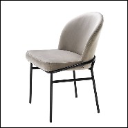 Chair in wood with velvet fabric in Savona Greige finish 24-Willis Greige