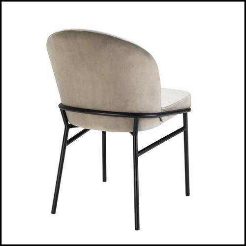 Chaise en bois avec tissu velours finition Savona Greige 24-Willis Greige