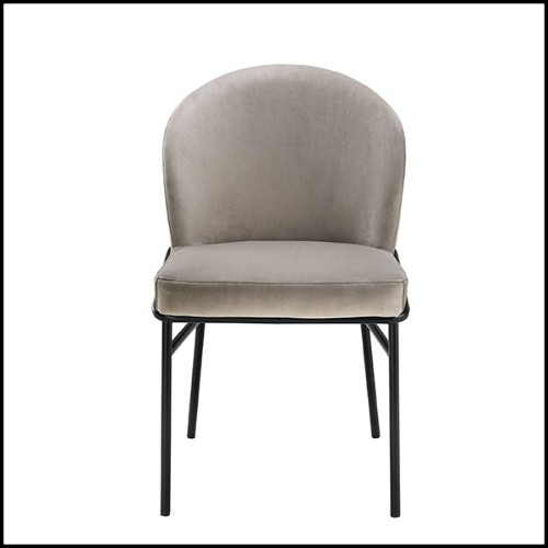 Chair in wood with velvet fabric in Savona Greige finish 24-Willis Greige