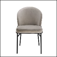 Chaise en bois avec tissu velours finition Savona Greige 24-Willis Greige