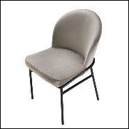 Chair in wood with velvet fabric in Savona Greige finish 24-Willis Greige