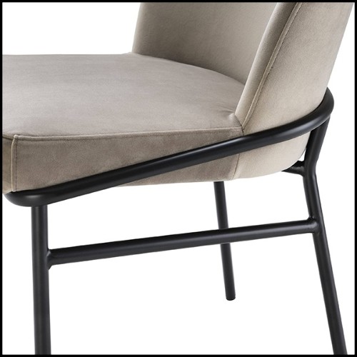 Chair in wood with velvet fabric in Savona Greige finish 24-Willis Greige