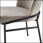 Chair in wood with velvet fabric in Savona Greige finish 24-Willis Greige