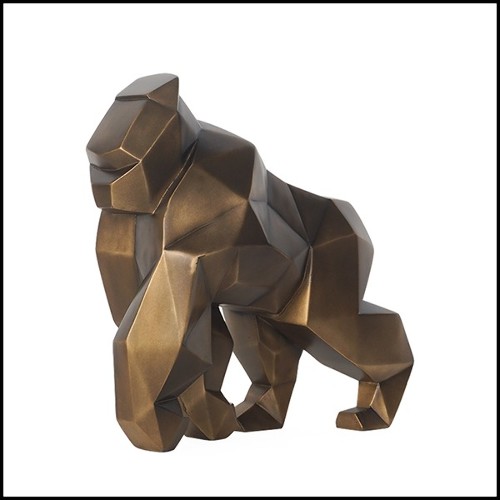 Sculpture in resin in patinated  bronzage finish cubic style 119-Kong Gorilla