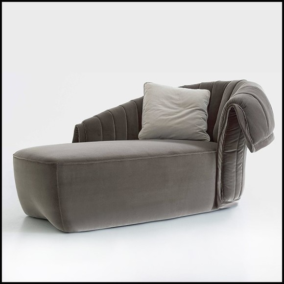 Meridienne with solid wood structure upholstered and covered with grey velvet fabric 150-Great Rest